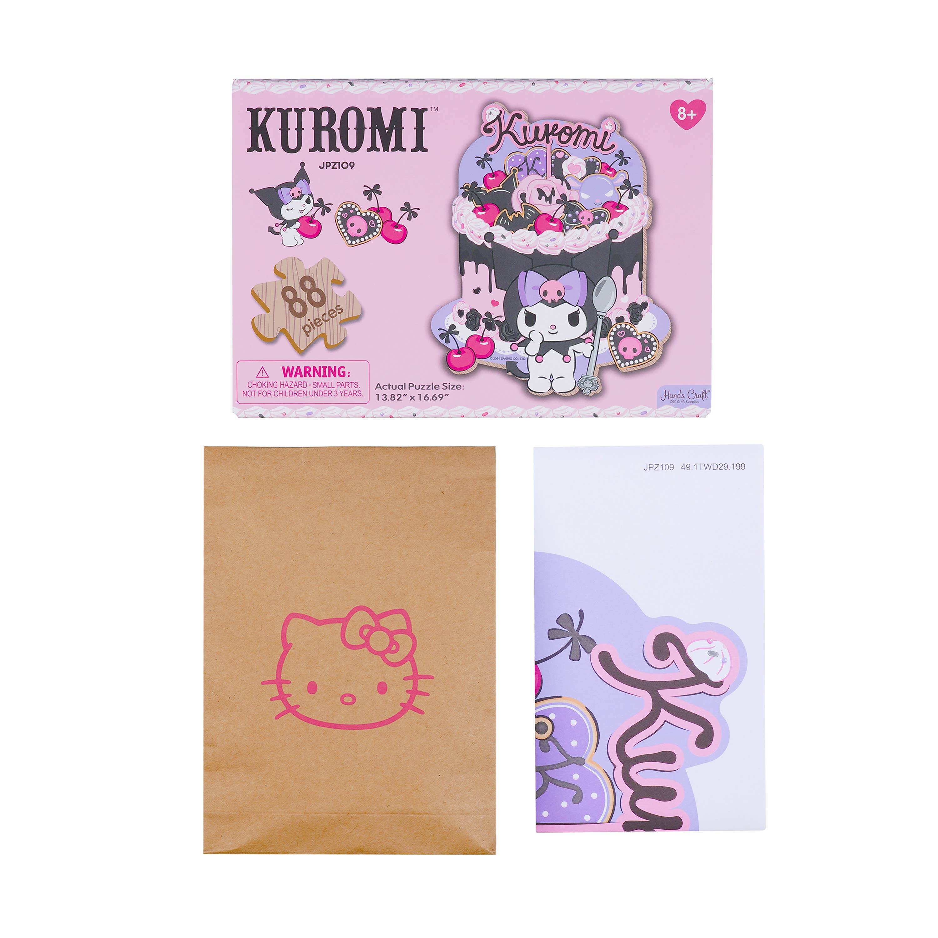 Wooden Jigsaw Puzzle: Kuromi Cherries and Cookies 88 Pieces