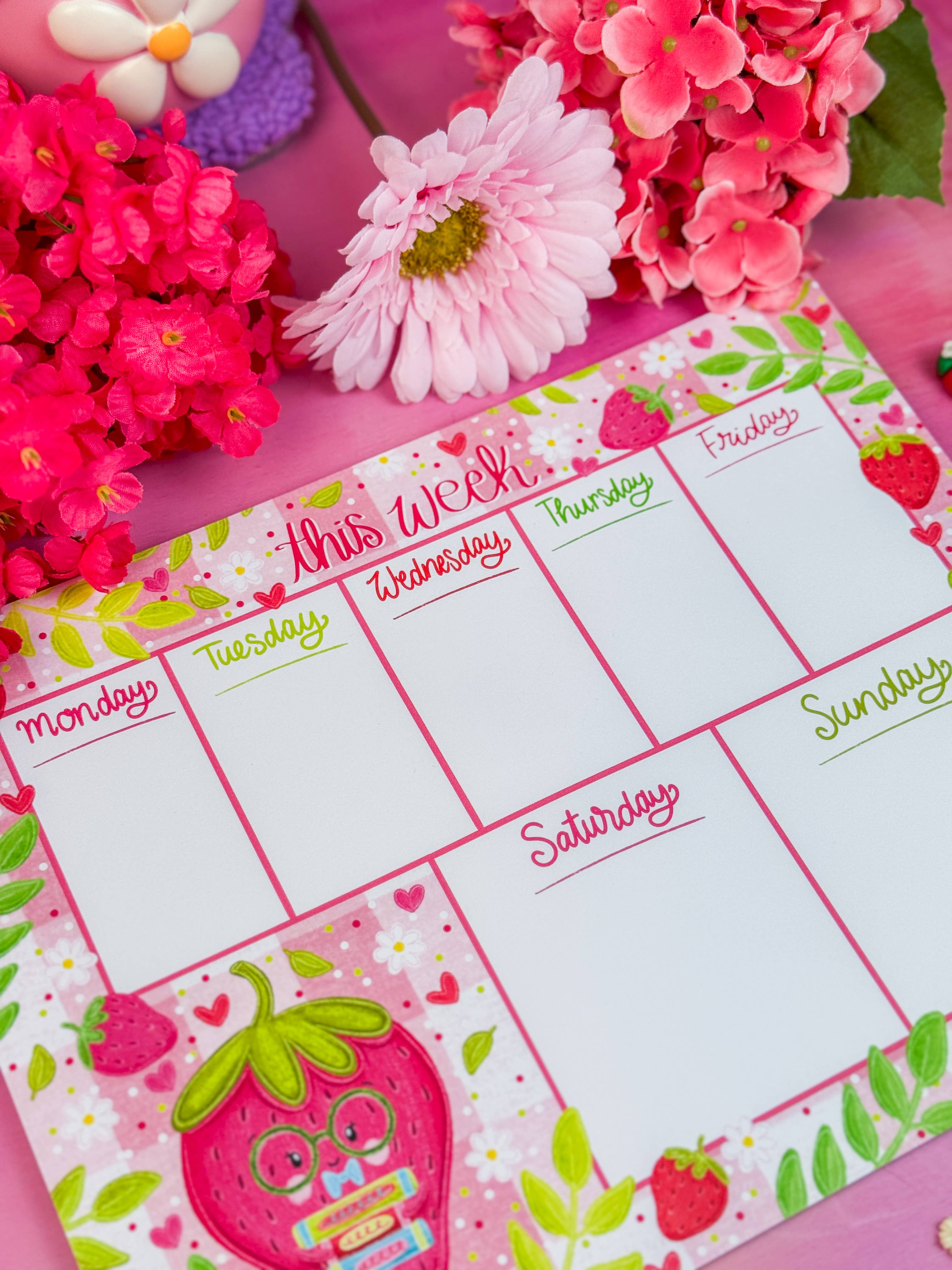 Strawberry Librarian Weekly Planner Notepad 8.5x11"