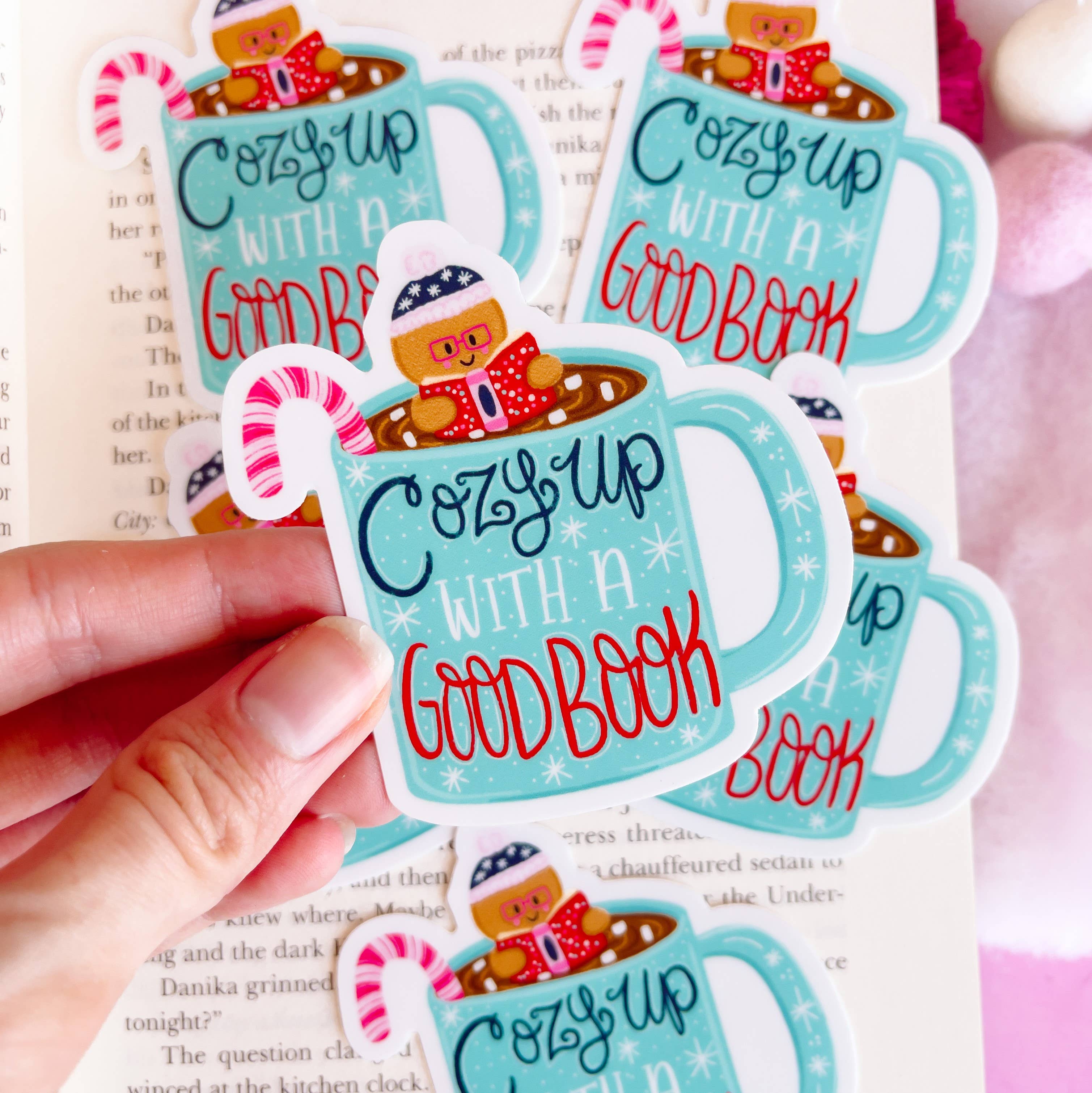 Cozy Up with a Good Book Hot Cocoa Vinyl Sticker