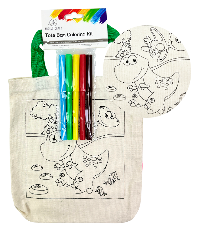 DIY Color Your Own Tote Bag Craft Kit for Kids: Dinosaur