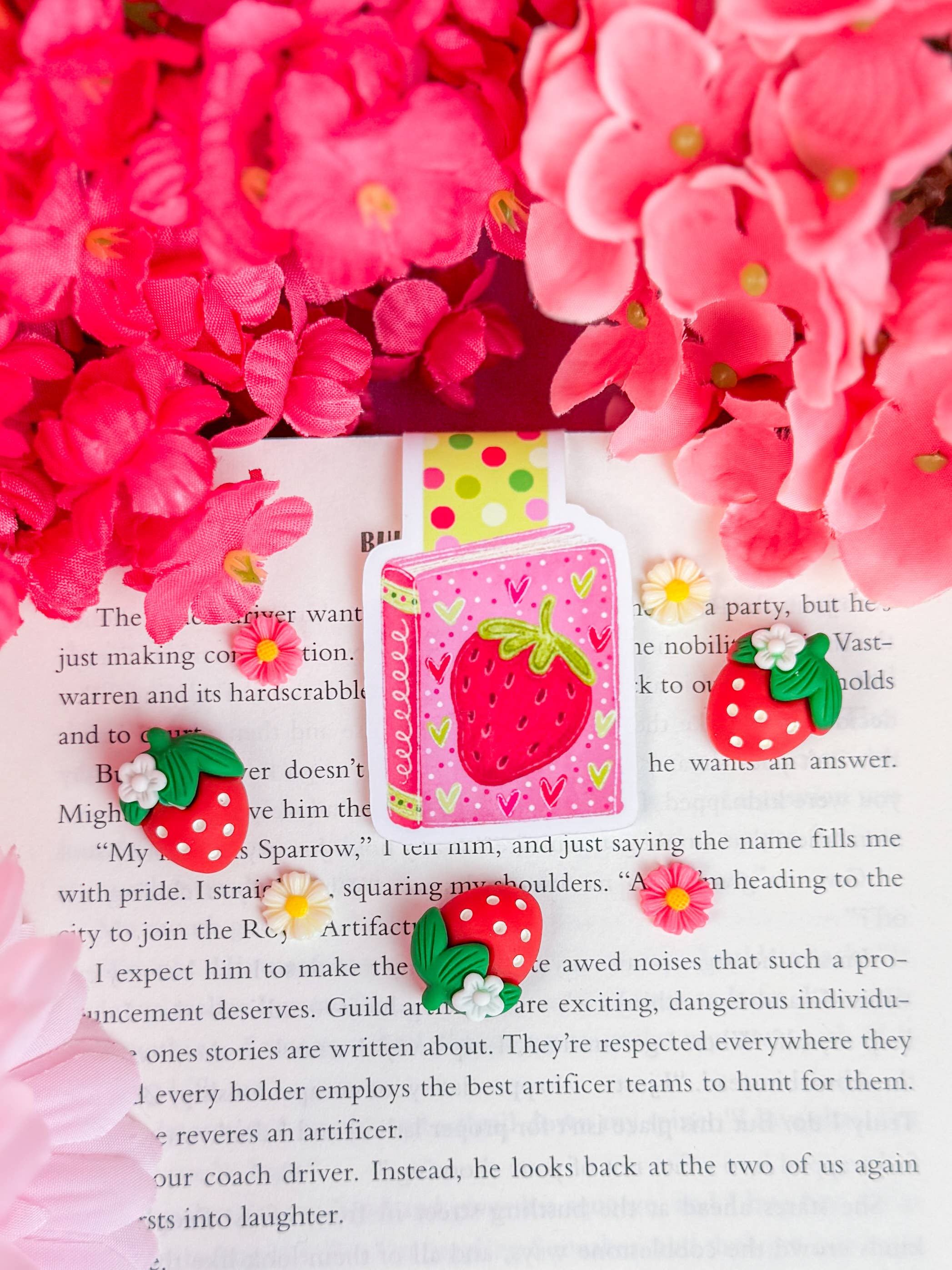 Strawberry Book Magnetic Bookmark