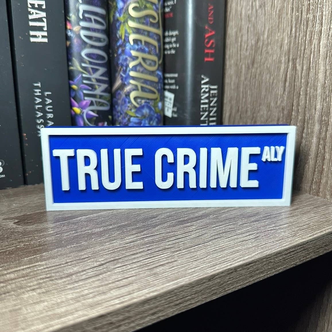 True Crime Street Sign | Bookshelf Decor: Purple