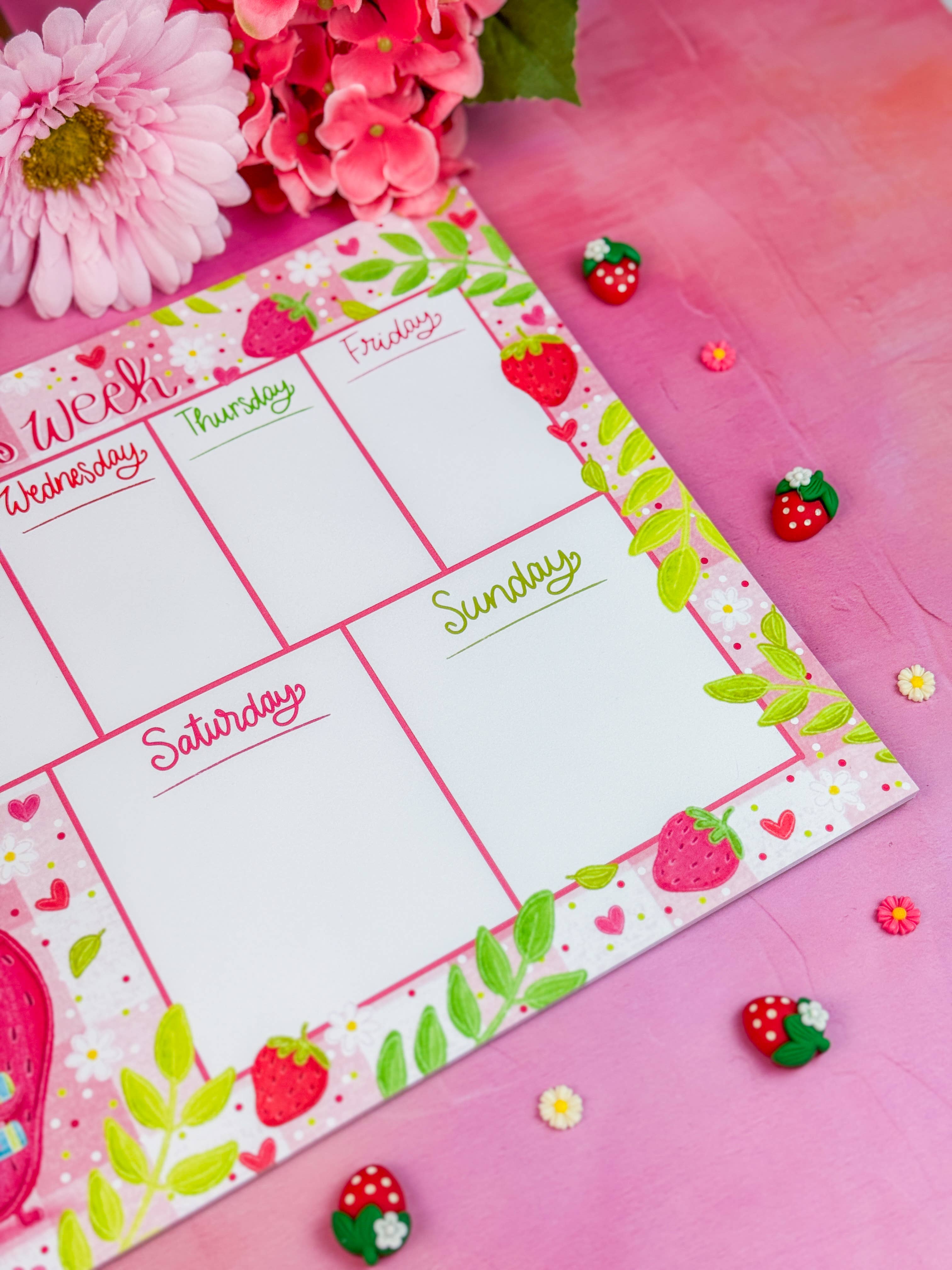 Strawberry Librarian Weekly Planner Notepad 8.5x11"