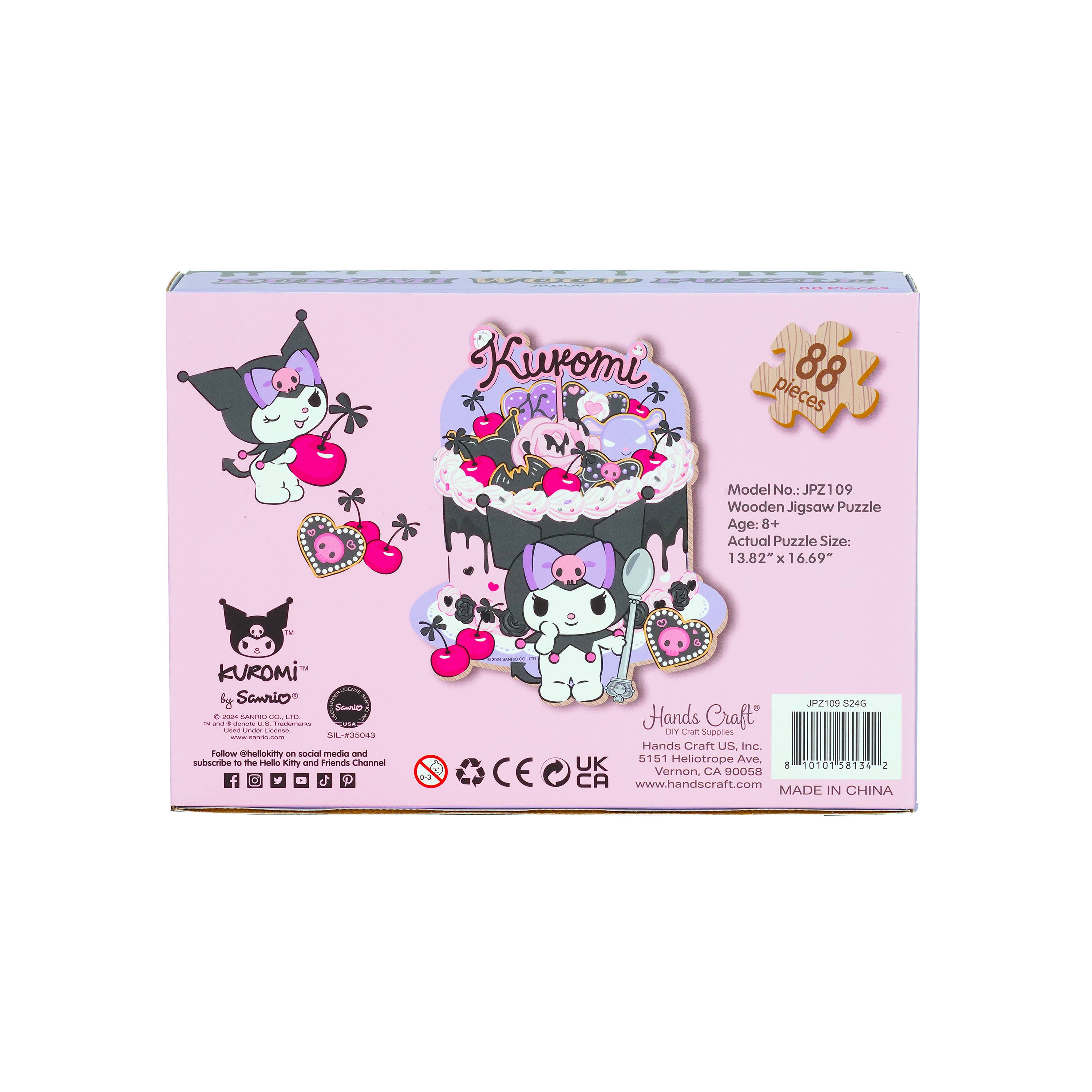 Wooden Jigsaw Puzzle: Kuromi Cherries and Cookies 88 Pieces