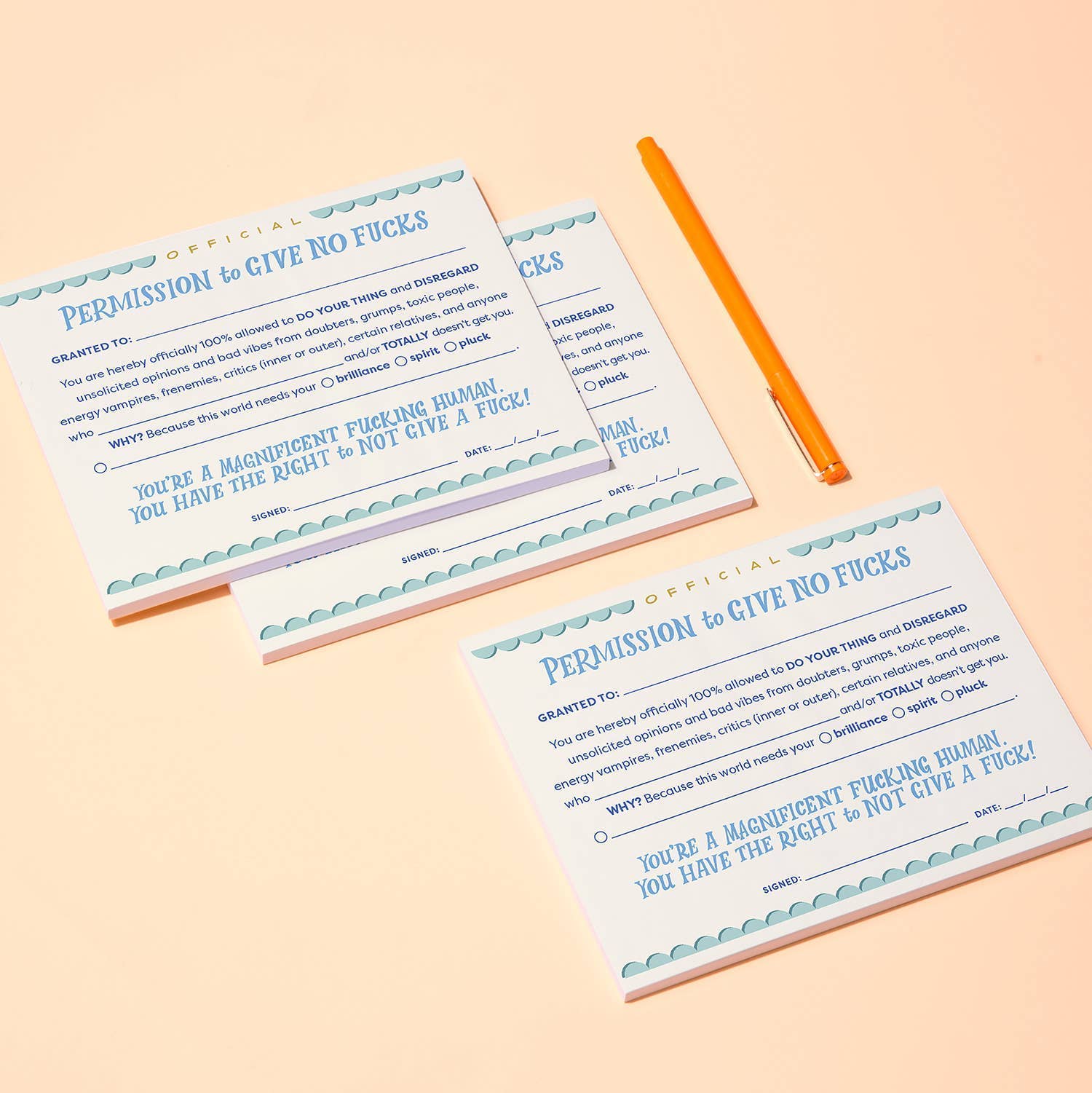 Permission to Give No Fucks Notepad