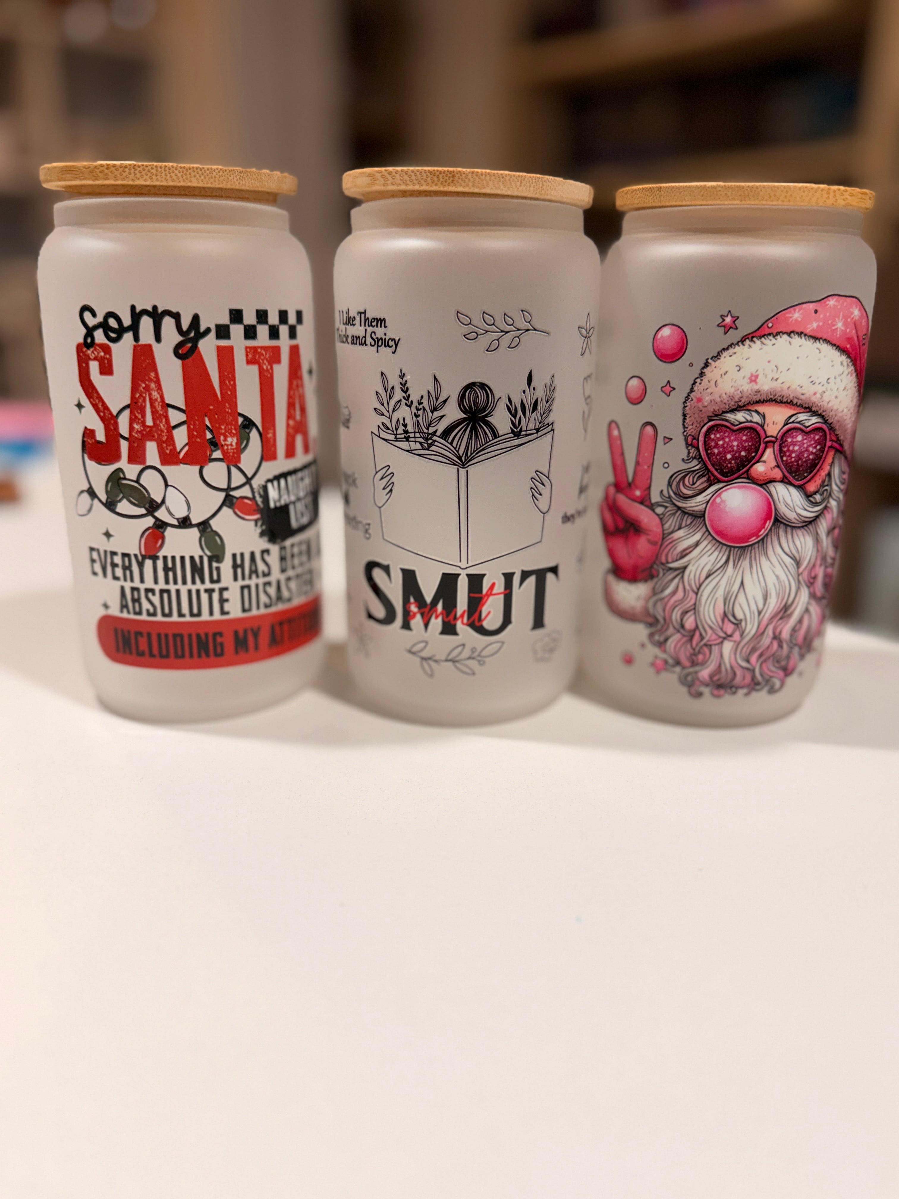 16oz Glass Tumbler with Bamboo Lid & Straw -Add On