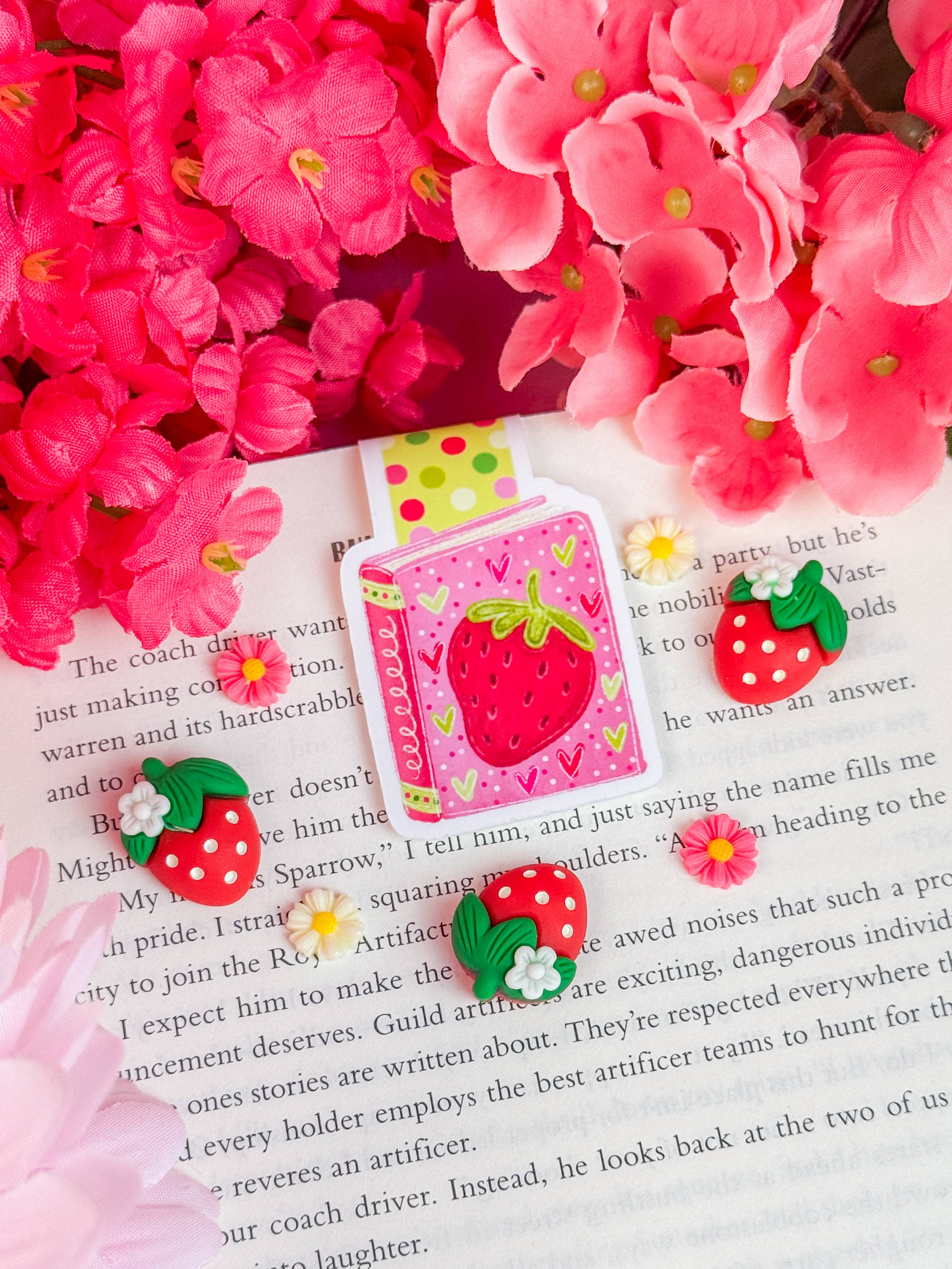 Strawberry Book Magnetic Bookmark