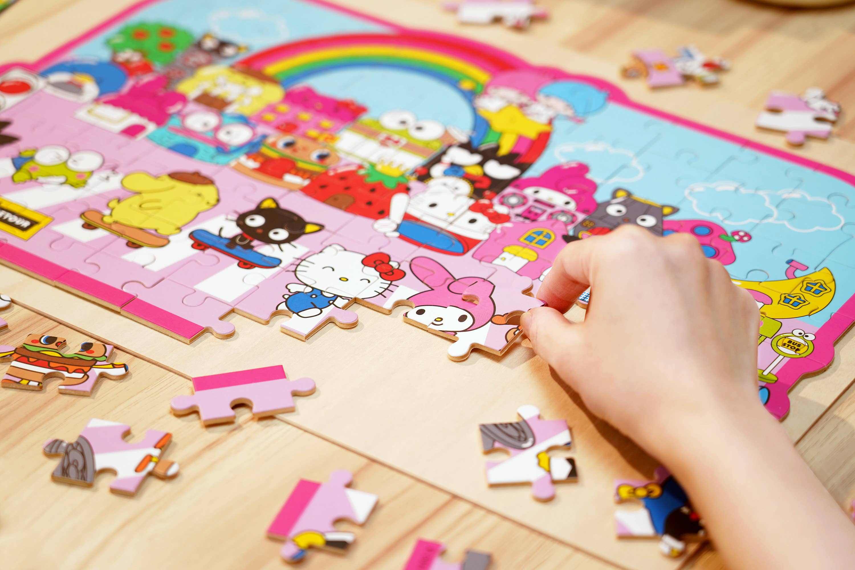 Wodden Jigsaw Puzzle: Street with Shops - 94 Pieces