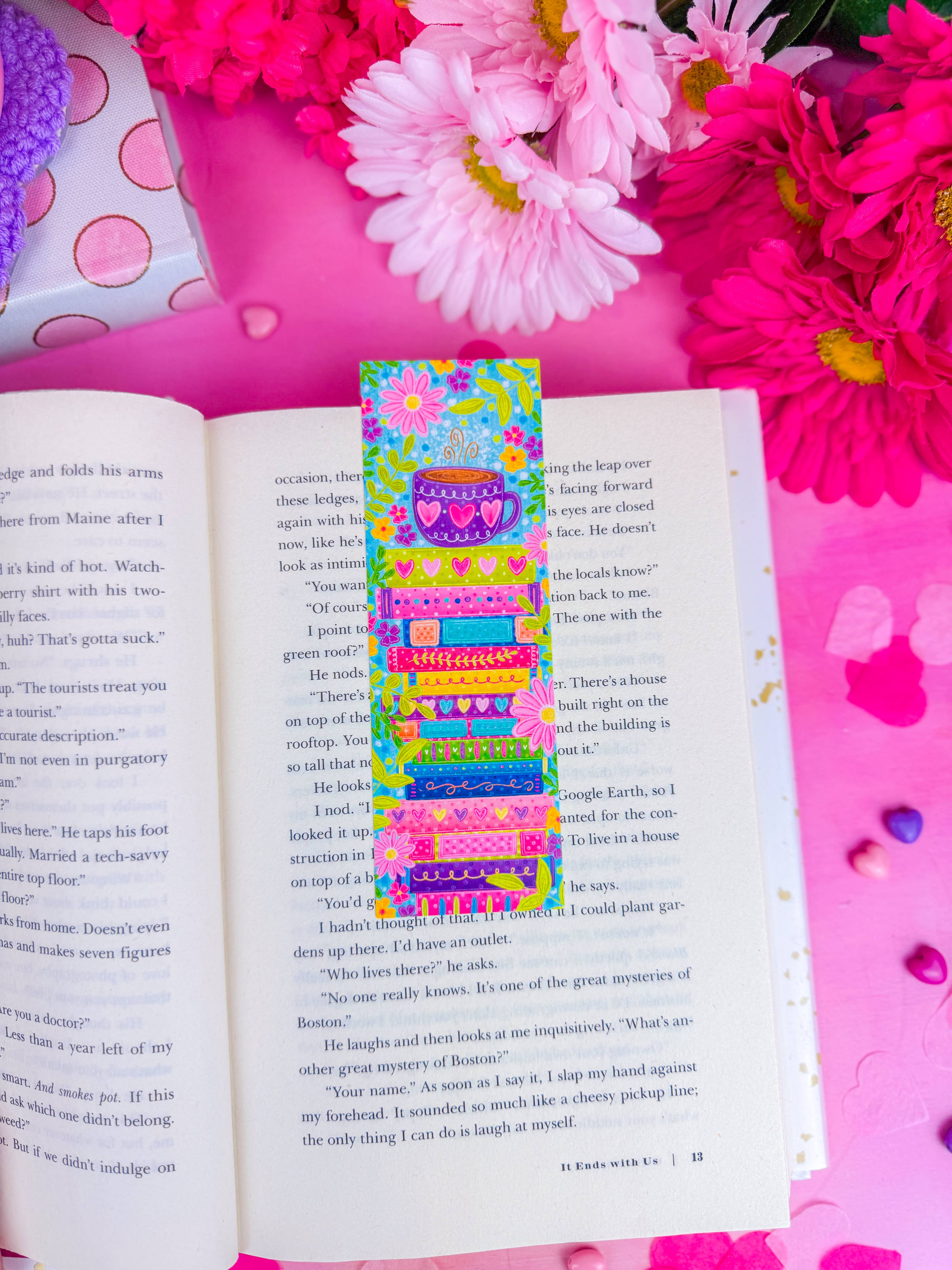 Floral Coffee Stack Bookmark: Matte