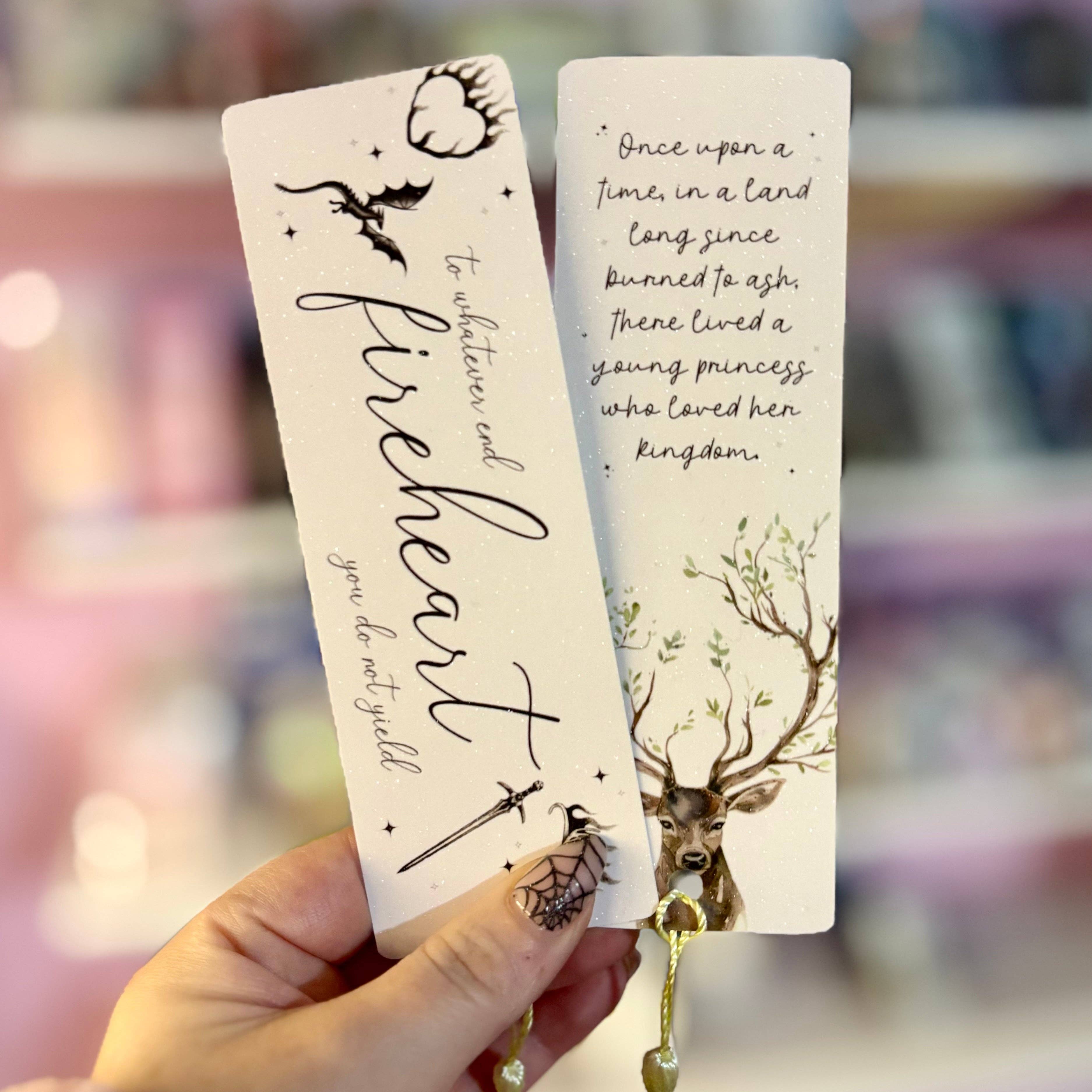 Fireheart Dual-Sided Sparkle Cardstock Bookmark (pre-tasseled on bottom)