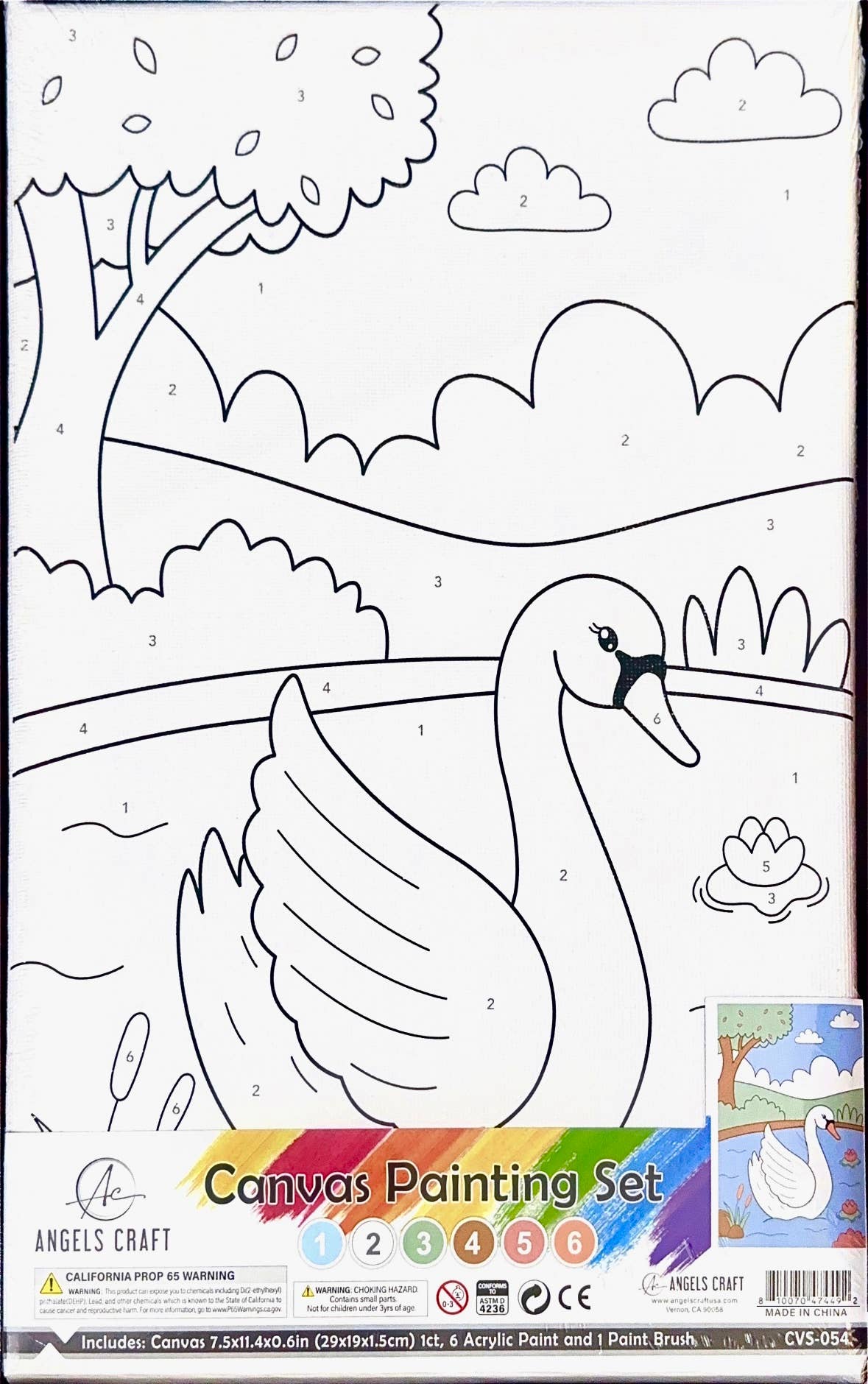 Canvas Paint Set, Swan , 7.5 x 11.4 x 0.6in