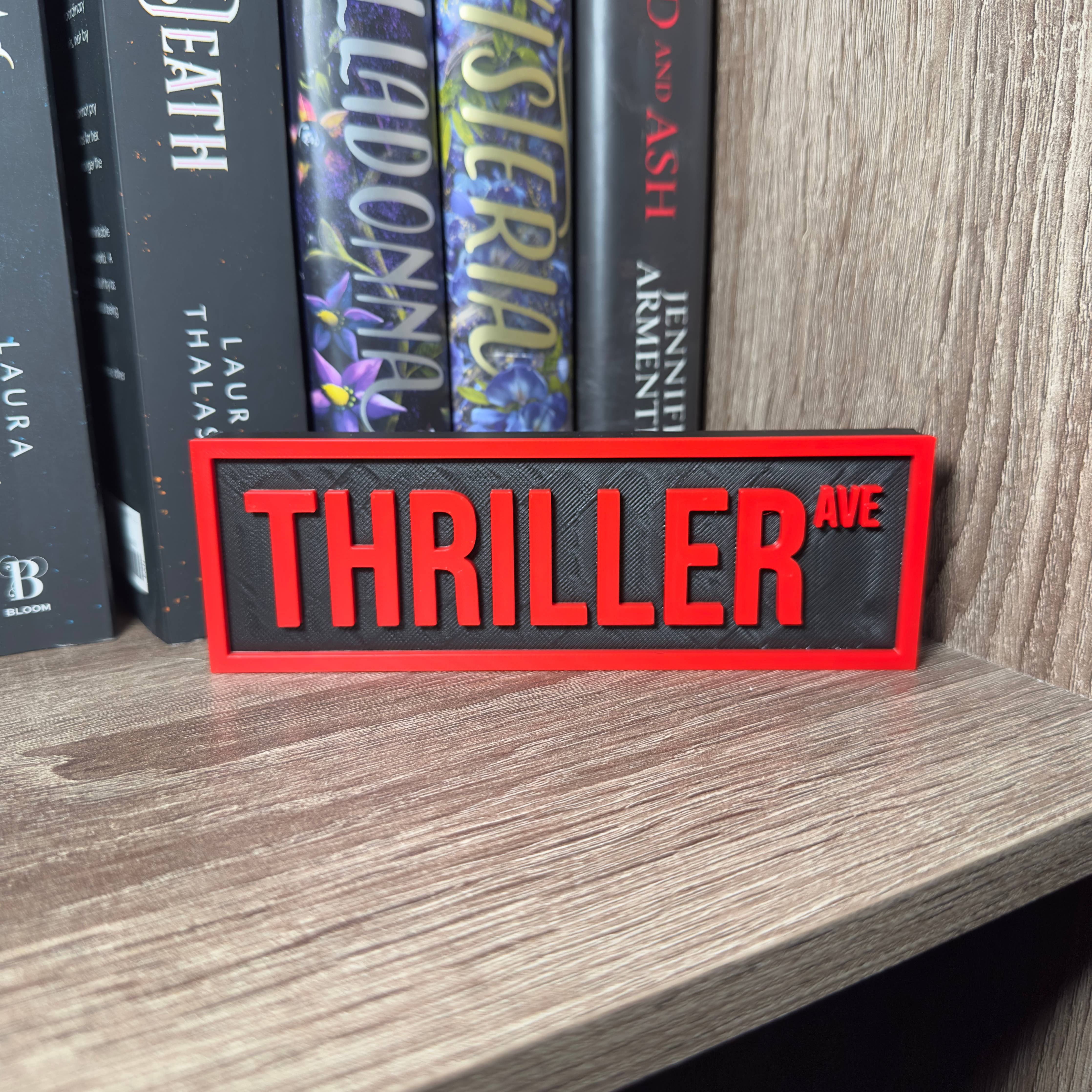 Thriller Street Sign | Bookshelf Decor: Black/Red